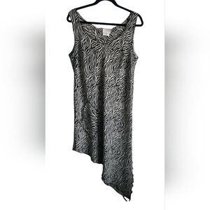 Linda Lundstrom Zebra Print Asymmetrical Hem Dress Women’s 10 Sleeveless Midi
